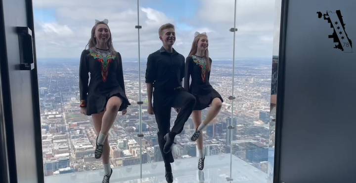 103 Floors Above Chicago Skydeck Chicago Celebrates St. Patrick's Day With Irish Dancers & Bagpipes